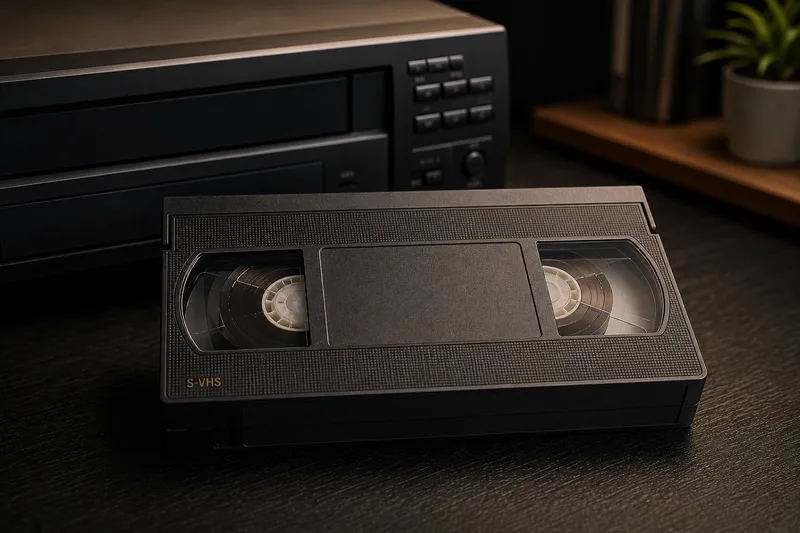 S-VHS kaseta ob profesionalnem predvajalniku