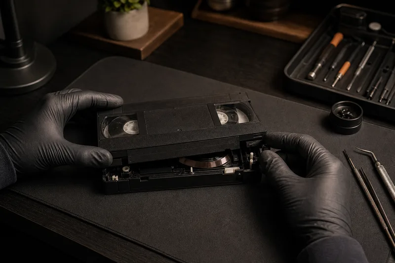 Strokoven pregled odprte VHS kasete